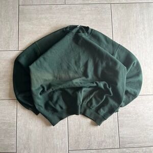 Mens Forest Green Crewneck Sweatshirt Oversized Fleece Pullover LS039